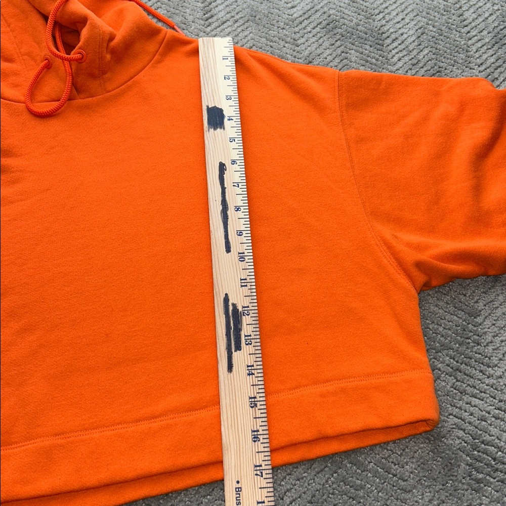 ALO Yoga Bold Orange Hoodie  Drawstring Crop Jumper Pullover Sweater Size S - Picture 10 of 11